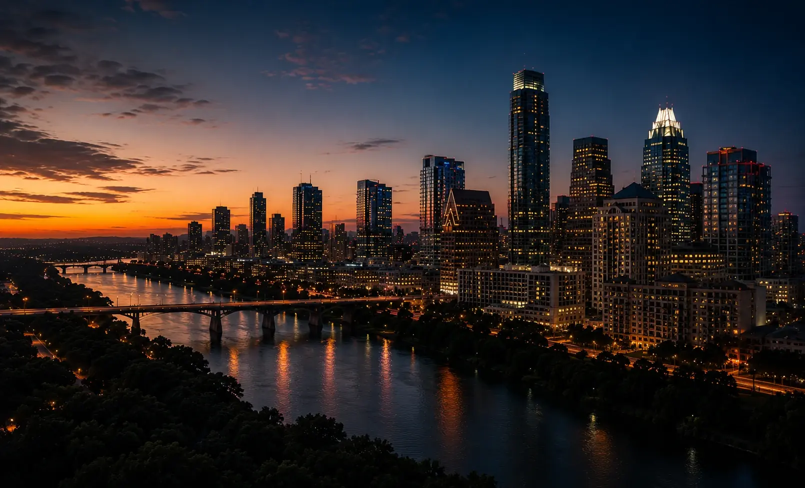 Austin skyline at sunset