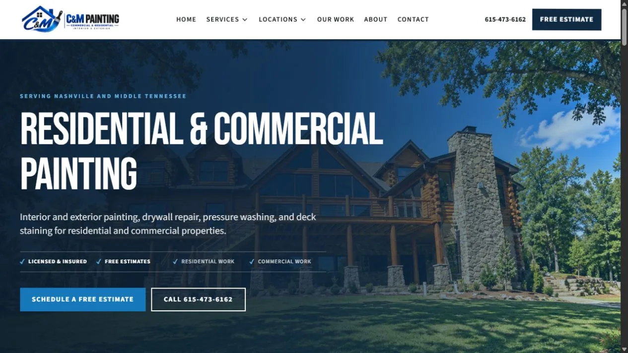 C & M Painting - Residential and Commercial Painting Website